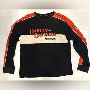 Harley Davidson Motorcycles Sweater Black And Orange Men’s Size Medium